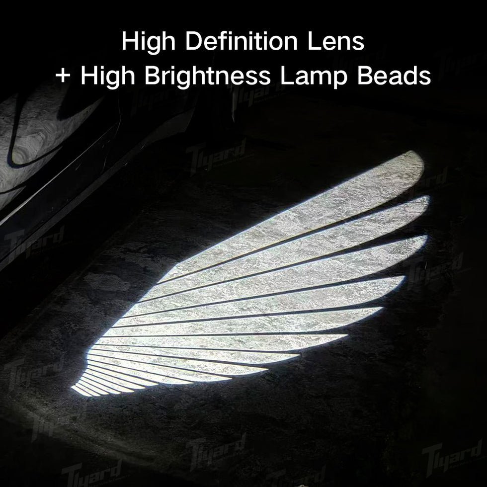 2Pcs Angel Wing Rearview Mirror Light, Welcome Door Carpet Projection Moving Lamp Universal - Image 5