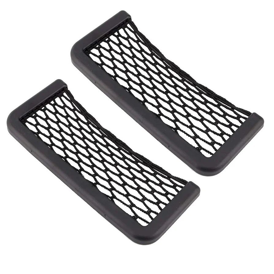 Storage Mesh Bag, Black Nylon Elastic, Car Interior Organizer, Storng Sticky Net Pocket for Phones, Wallet, Snacks, Makeup etc - Image 5
