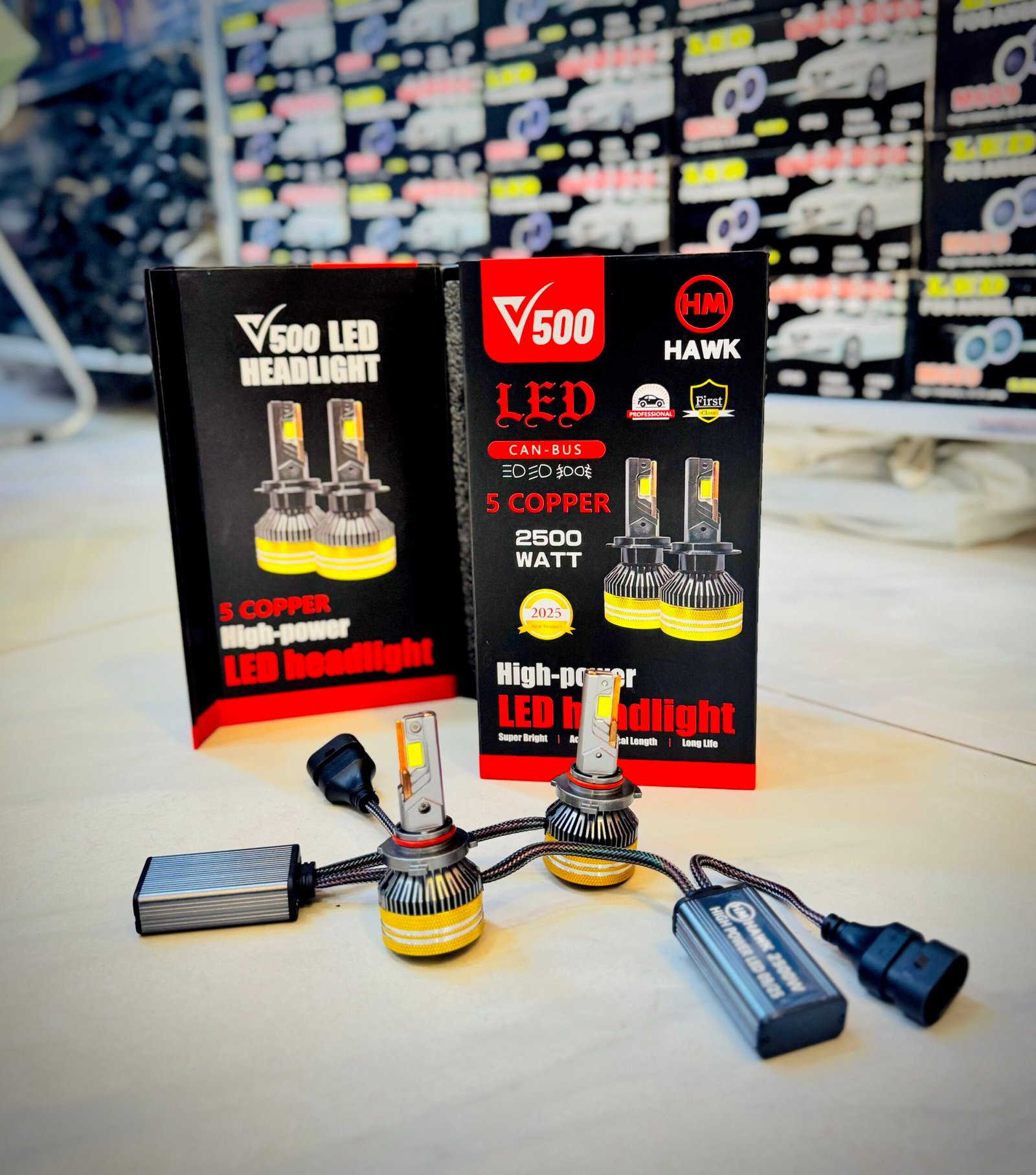 HM HAWK V500 High-Power 2500 Watts LED Headlight Bulbs